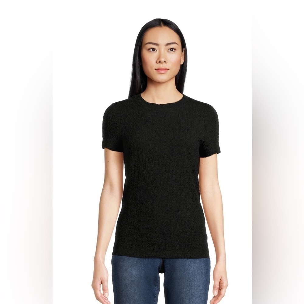 Time and Tru Women's Pucker Knit Tee Black Women’s Size Small 4-6